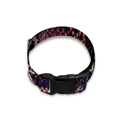 Blue And Red Snakeskin Print Dog Collar