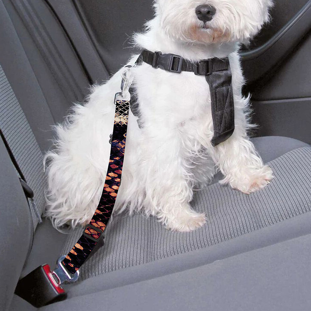 Blue And Red Snakeskin Print Dog Seat Belt