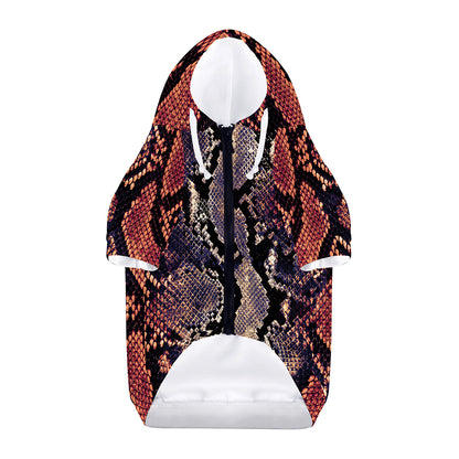 Blue And Red Snakeskin Print Dog Zip Up Hoodie