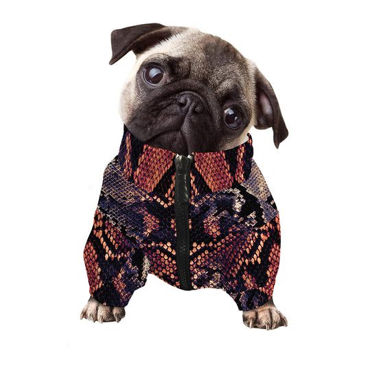 Blue And Red Snakeskin Print Dog Zip Up Jacket