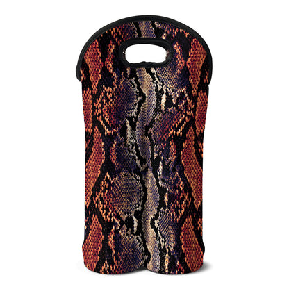 Blue And Red Snakeskin Print Double Neoprene Wine Tote