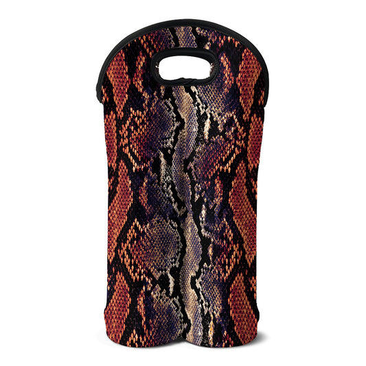 Blue And Red Snakeskin Print Double Neoprene Wine Tote