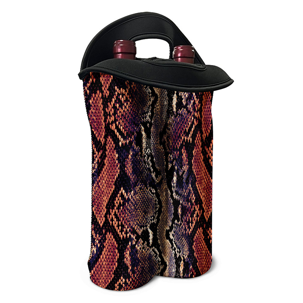Blue And Red Snakeskin Print Double Neoprene Wine Tote