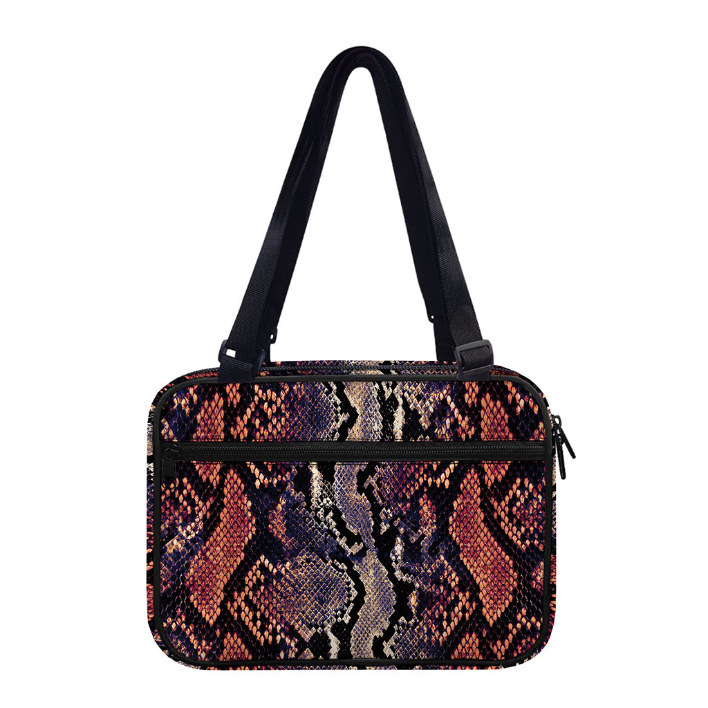 Blue And Red Snakeskin Print Double Strap Bible Bag