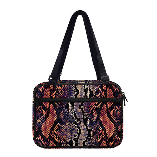 Blue And Red Snakeskin Print Double Strap Bible Bag