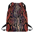 Blue And Red Snakeskin Print Drawstring Backpack