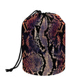 Blue And Red Snakeskin Print Drawstring Makeup Bag