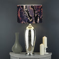 Blue And Red Snakeskin Print Drum Lamp Shade