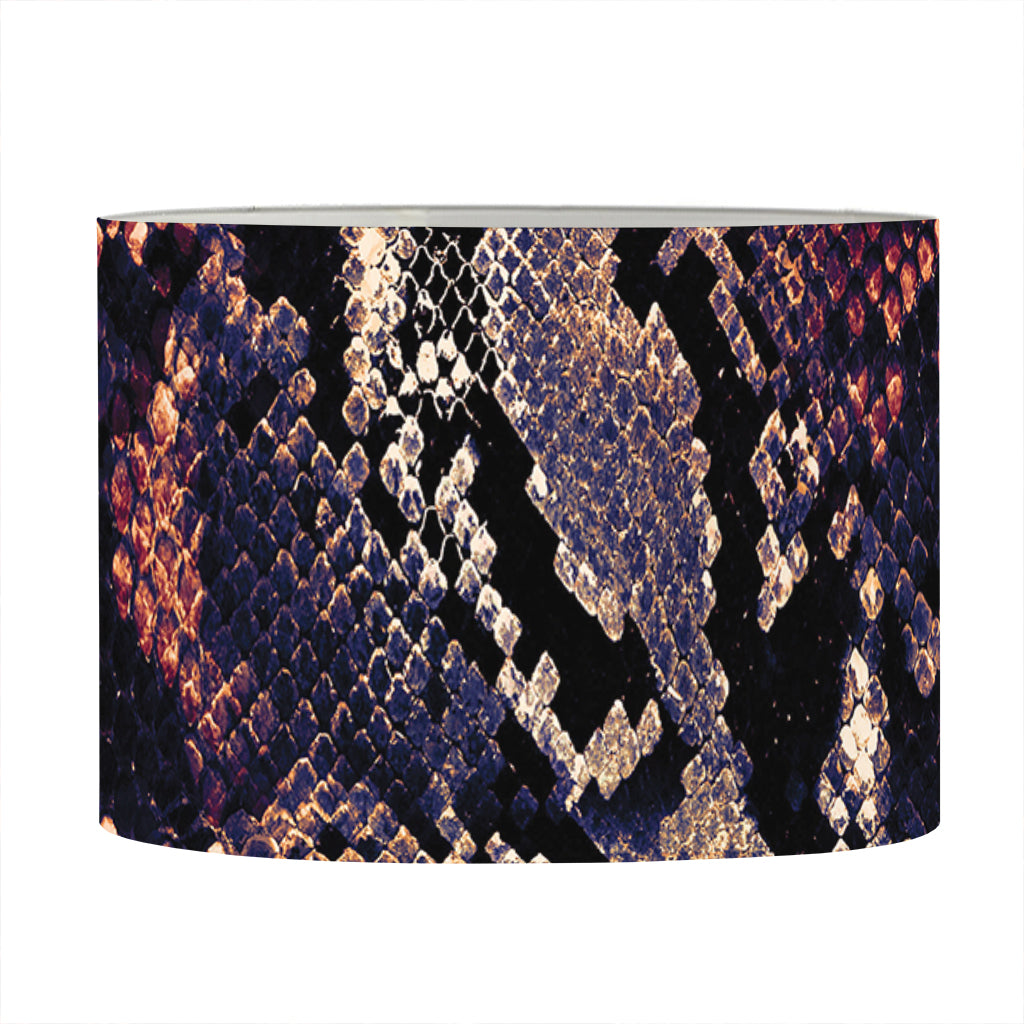 Blue And Red Snakeskin Print Drum Lamp Shade