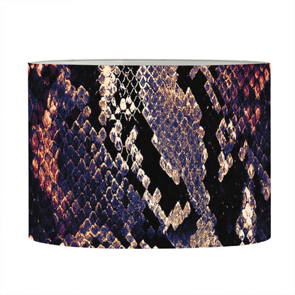 Blue And Red Snakeskin Print Drum Lamp Shade
