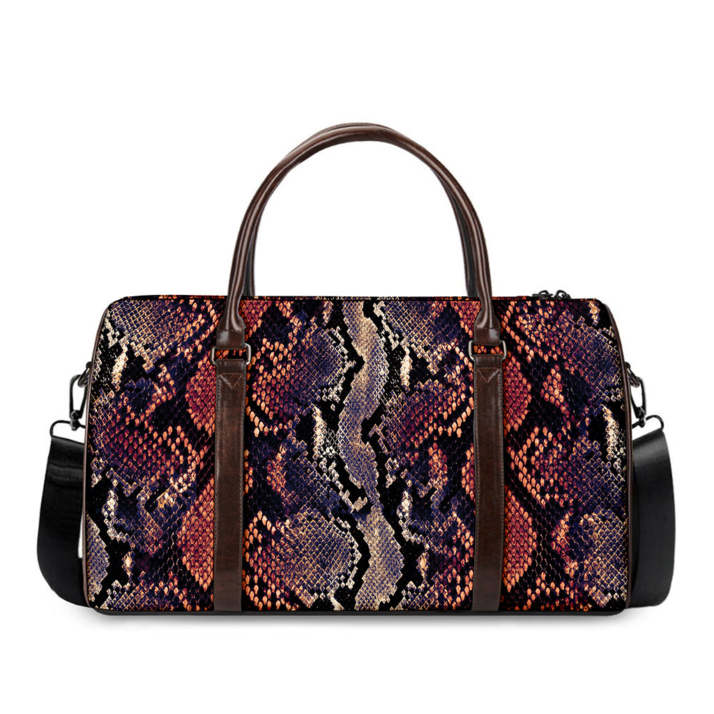 Blue And Red Snakeskin Print Duffle Bag