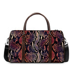 Blue And Red Snakeskin Print Duffle Bag