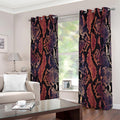 Blue And Red Snakeskin Print Extra Wide Grommet Curtains