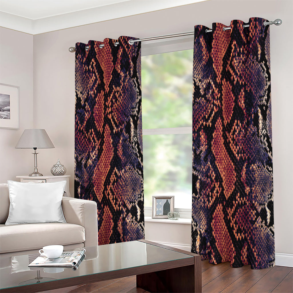 Blue And Red Snakeskin Print Extra Wide Grommet Curtains