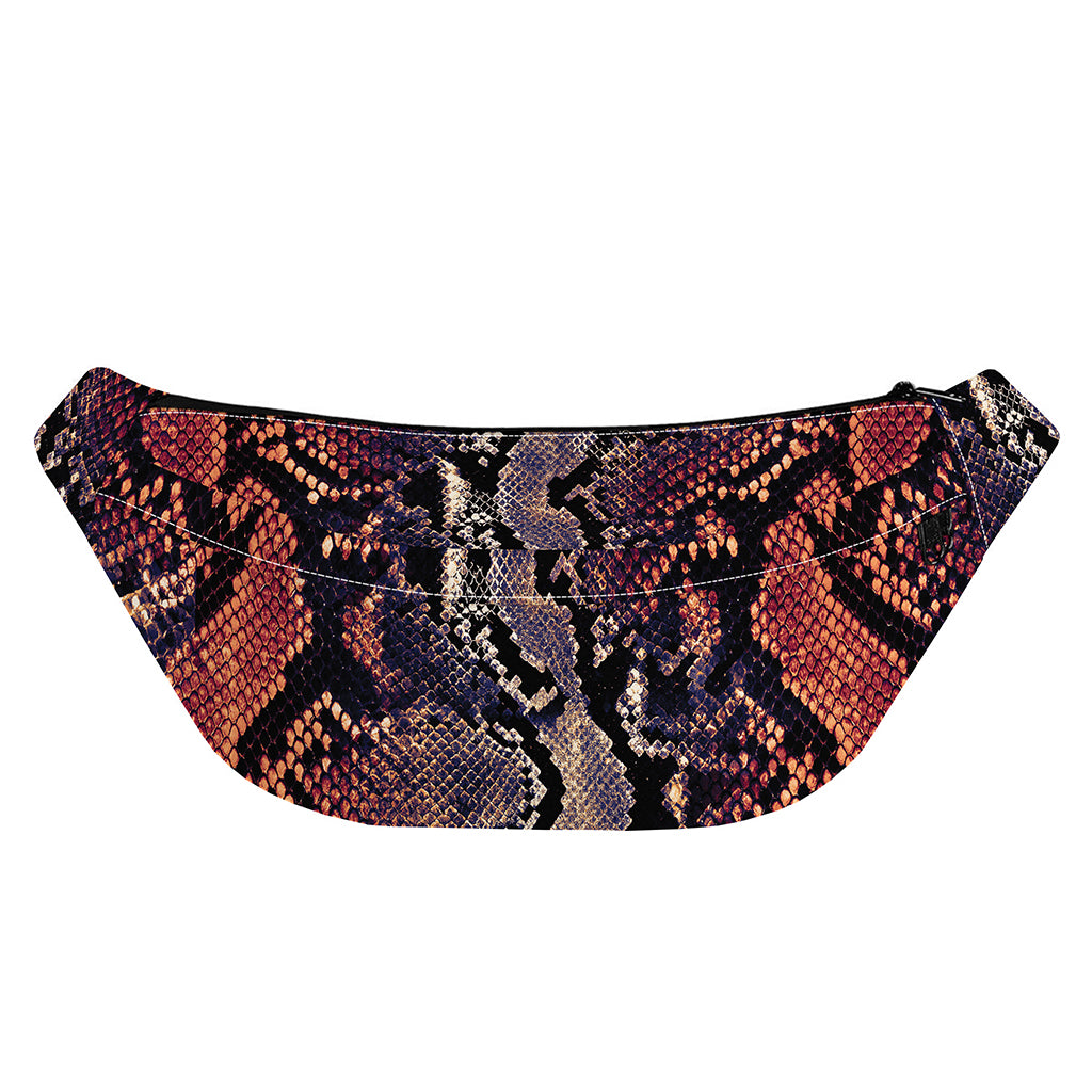Blue And Red Snakeskin Print Fanny Pack
