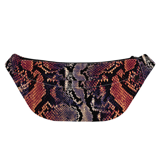 Blue And Red Snakeskin Print Fanny Pack
