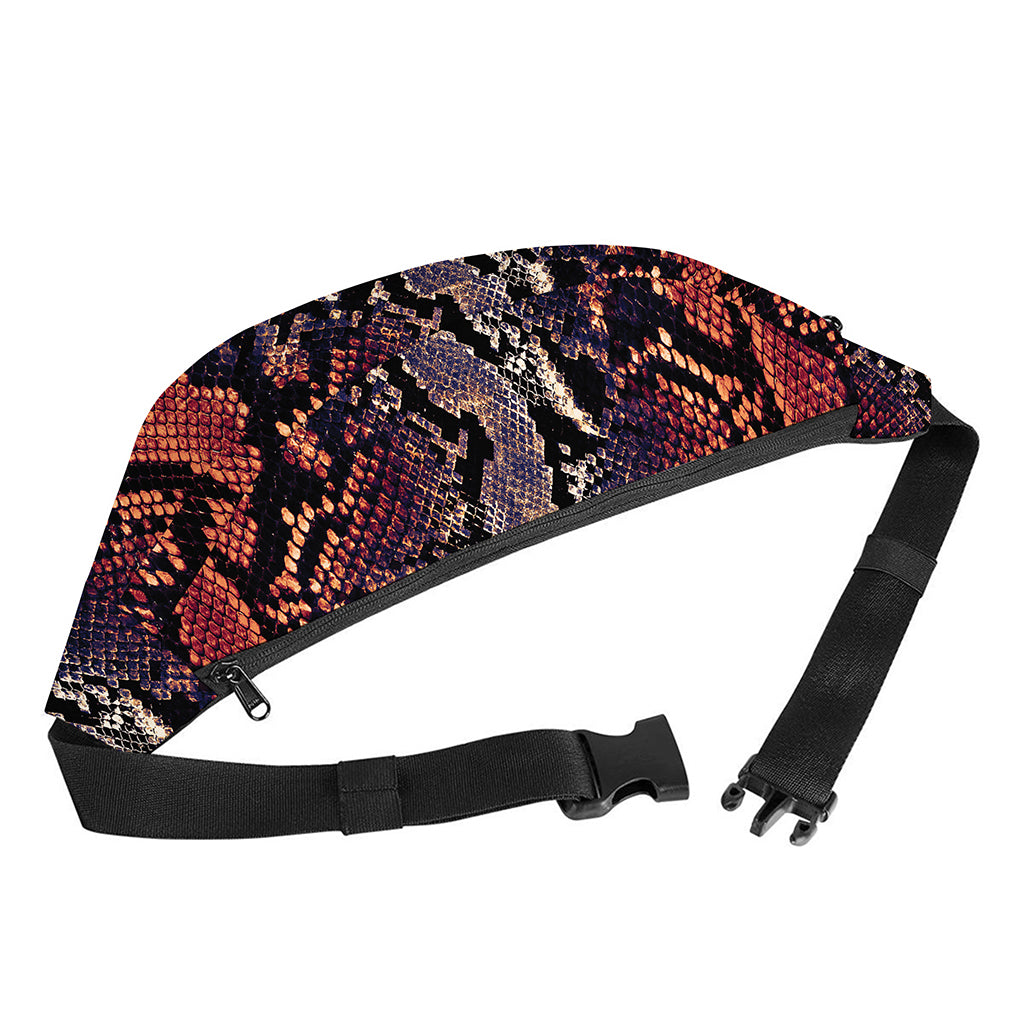 Blue And Red Snakeskin Print Fanny Pack