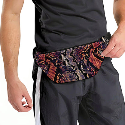 Blue And Red Snakeskin Print Fanny Pack