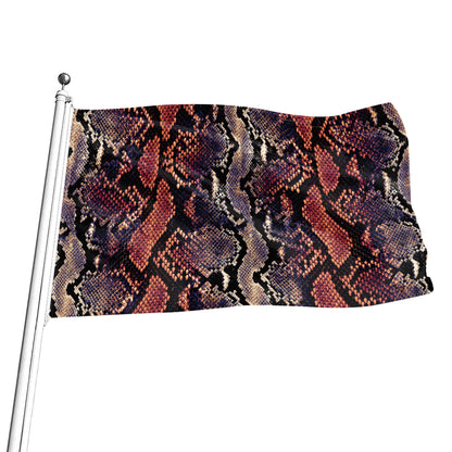 Blue And Red Snakeskin Print Flag