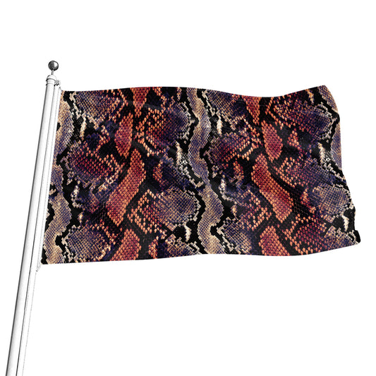 Blue And Red Snakeskin Print Flag