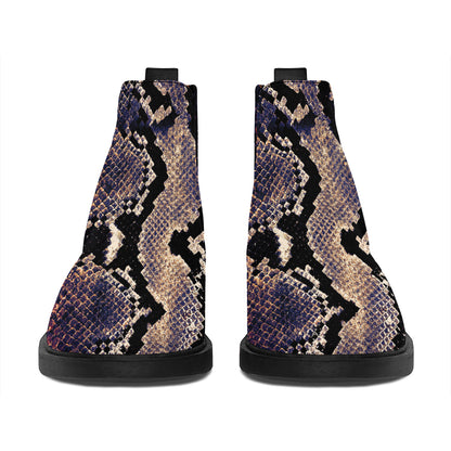 Blue And Red Snakeskin Print Flat Ankle Boots