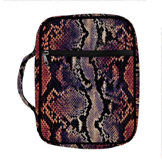 Blue And Red Snakeskin Print Front Pocket Bible Bag