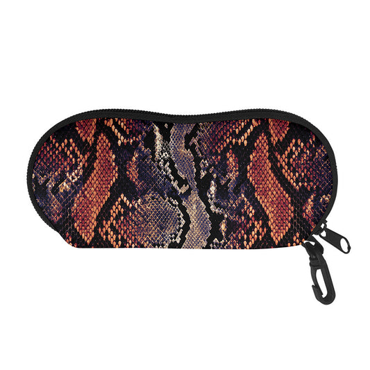 Blue And Red Snakeskin Print Glasses Case