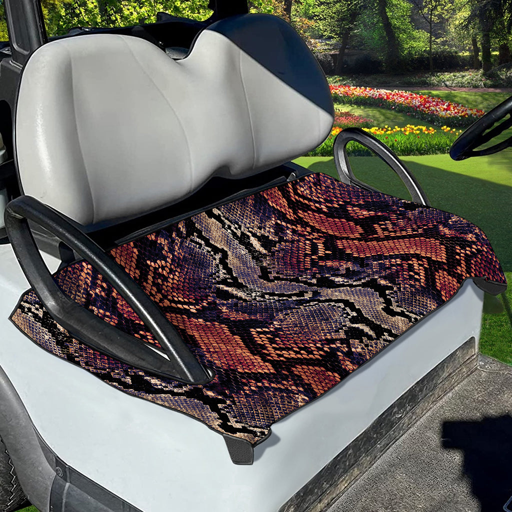 Blue And Red Snakeskin Print Golf Cart Seat Cover