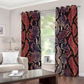 Blue And Red Snakeskin Print Grommet Curtains