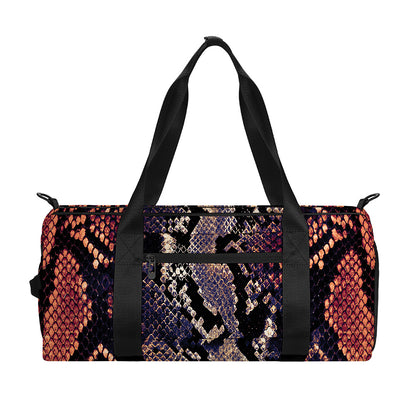 Blue And Red Snakeskin Print Gym Bag