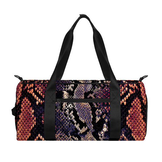 Blue And Red Snakeskin Print Gym Bag