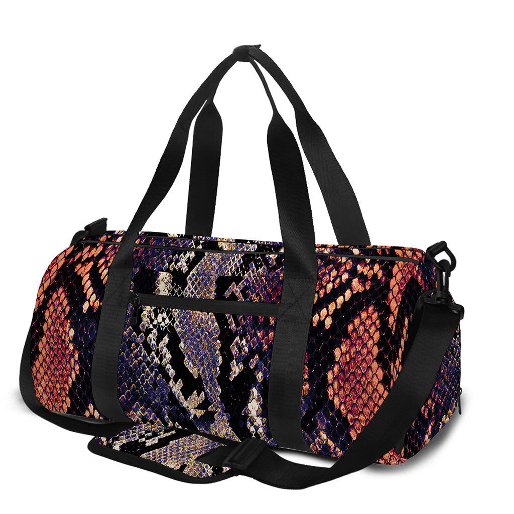 Blue And Red Snakeskin Print Gym Bag