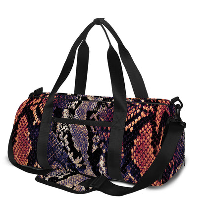 Blue And Red Snakeskin Print Gym Bag
