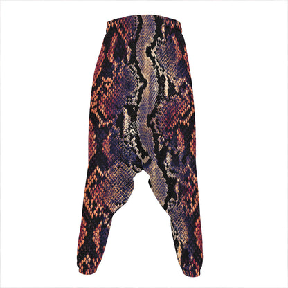 Blue And Red Snakeskin Print Hammer Pants