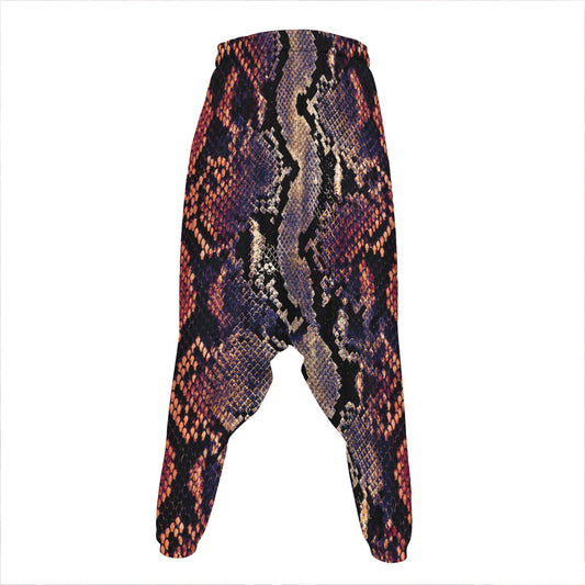 Blue And Red Snakeskin Print Hammer Pants