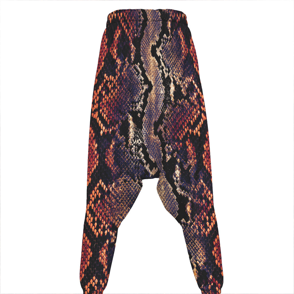 Blue And Red Snakeskin Print Hammer Pants