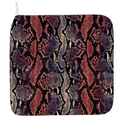 Blue And Red Snakeskin Print Hand Towel