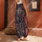 Blue And Red Snakeskin Print Harem Pants