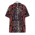 Blue And Red Snakeskin Print Hawaiian Shirt
