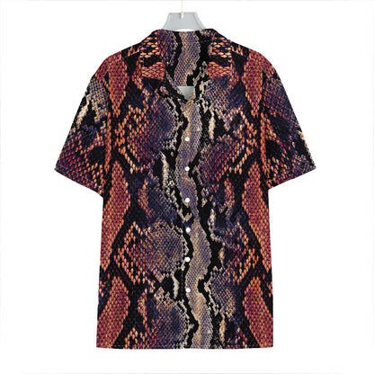 Blue And Red Snakeskin Print Hawaiian Shirt