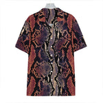 Blue And Red Snakeskin Print Hawaiian Shirt