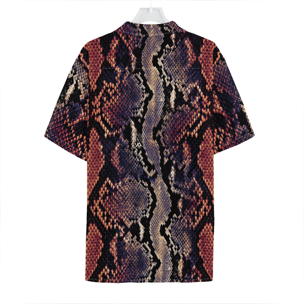 Blue And Red Snakeskin Print Hawaiian Shirt