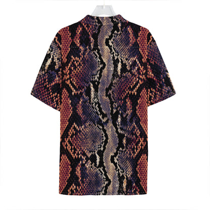 Blue And Red Snakeskin Print Hawaiian Shirt