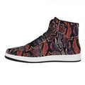 Blue And Red Snakeskin Print High Top Leather Sneakers