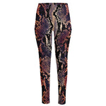 Blue And Red Snakeskin Print High-Waisted Pocket Leggings