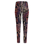 Blue And Red Snakeskin Print High-Waisted Pocket Leggings
