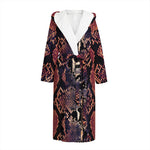 Blue And Red Snakeskin Print Hooded Bathrobe