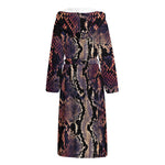 Blue And Red Snakeskin Print Hooded Bathrobe