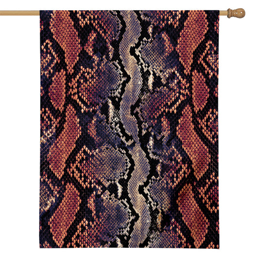 Blue And Red Snakeskin Print House Flag