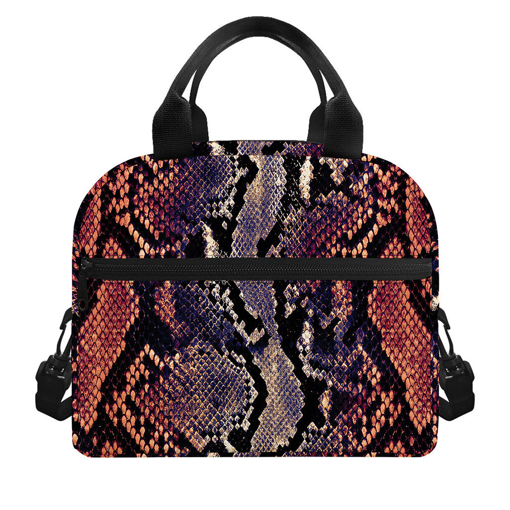 Blue And Red Snakeskin Print Insulated Lunch Bag